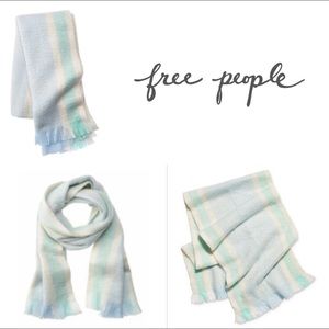 NWT✨Women's Free People Brushed Racer Stripe Blanket Scarf sky combo